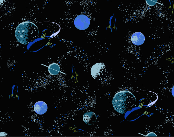 Ground Control to Major Tim - Black Mid-Century Modern | Architectural Wallcoverings