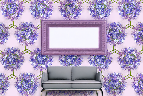 Agapantha Trellis Mural - Pink Palace Contemporary | Architectural Wallcoverings