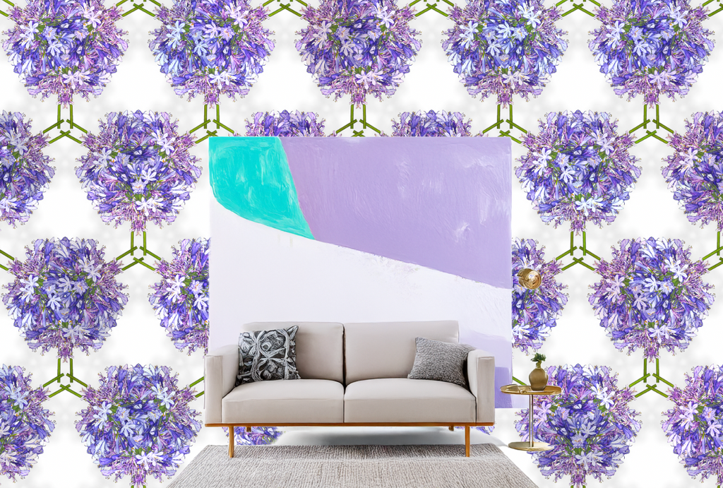 Agapantha Trellis Mural - White