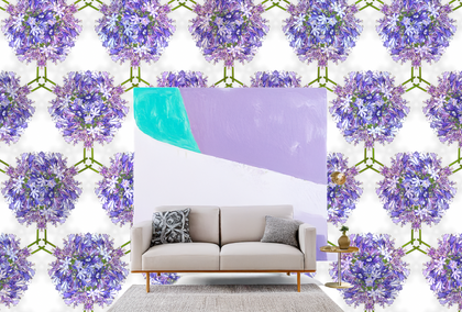Agapantha Trellis Mural - White Contemporary | Architectural Wallcoverings