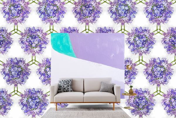 Agapantha Trellis Mural - White Wallpaper | DW Bespoke Studios