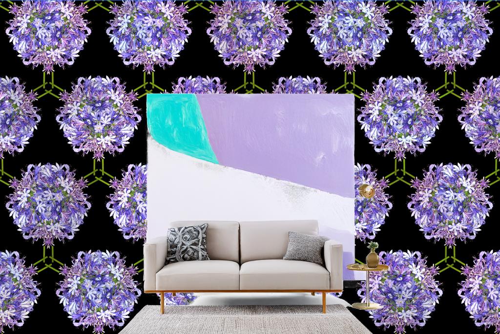 Agapantha Trellis Mural - Black