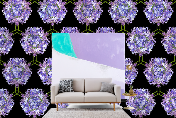 Agapantha Trellis Mural - Black Wallpaper | DW Bespoke Studios