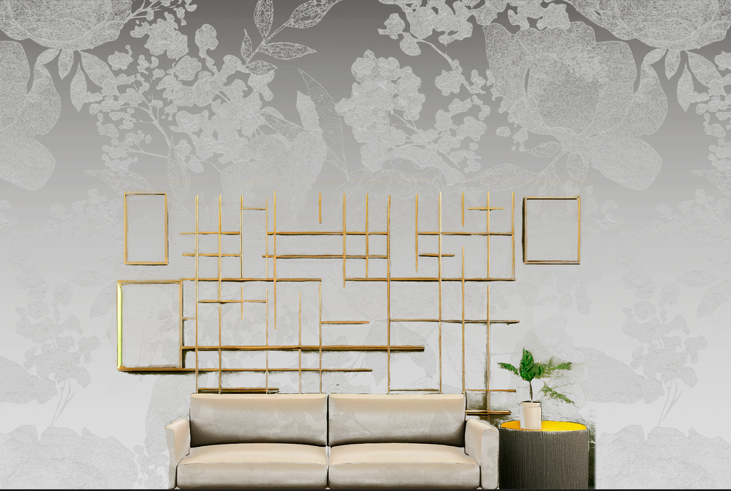 The Calm - Subtle Tone on Tone Floral Mural - Taupe Wallcovering | DW Bespoke Studios