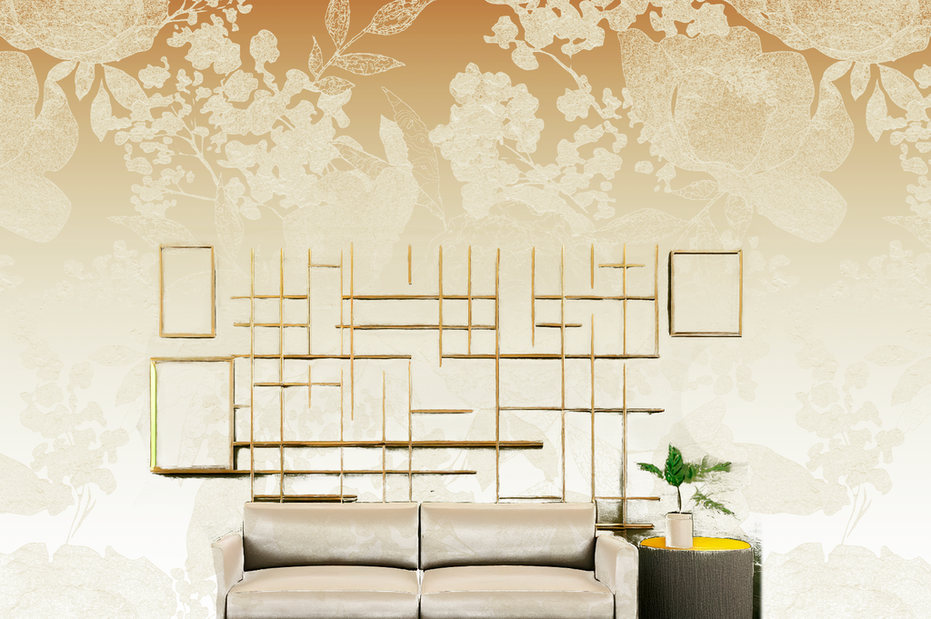 The Calm - Subtle Tone on Tone Floral Mural - Golden