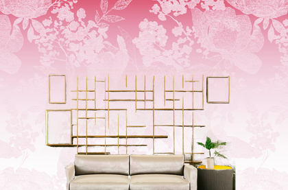 The Calm - Subtle Tone on Tone Floral Mural - Pink