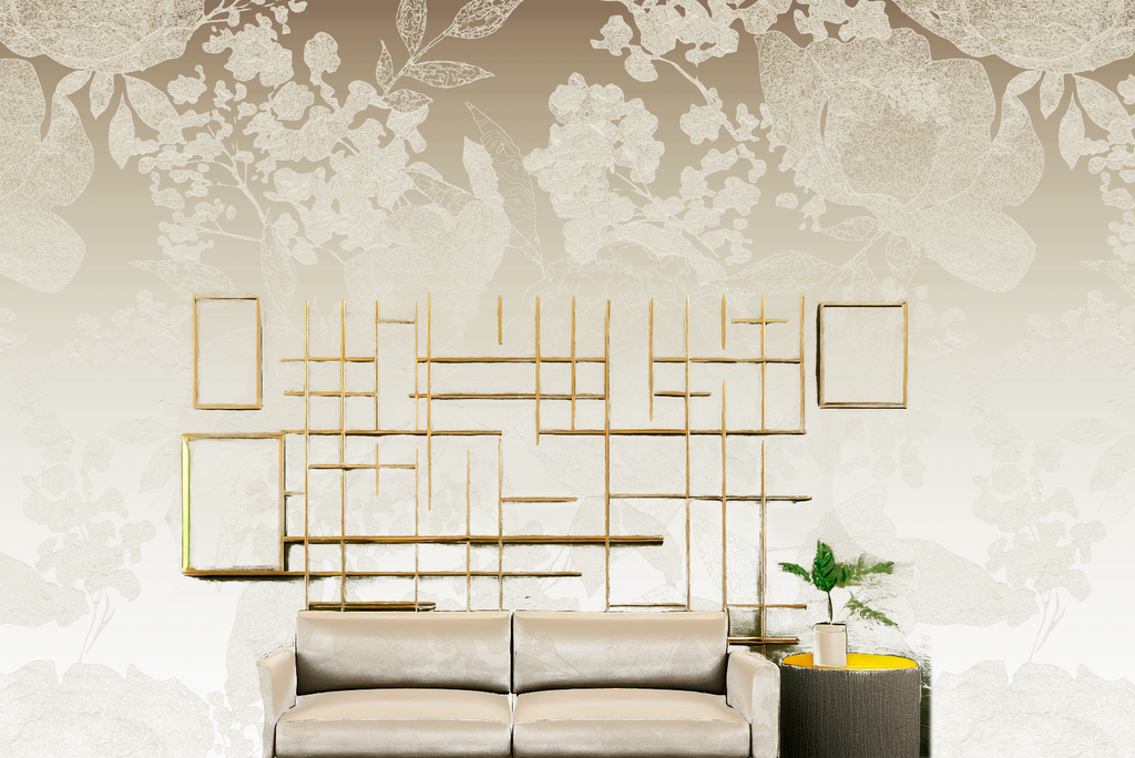 The Calm - Subtle Tone on Tone Floral Mural - Bronzino Bronze