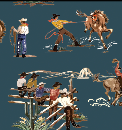The Original Yeeha 1950's Cowboy - Deep Denim Blue Wallcovering | DW Bespoke Studios