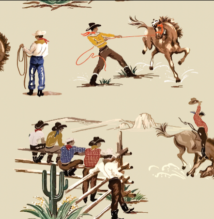 The Original Yeeha 1950's Cowboy - Ecru Wallcovering | DW Bespoke Studios
