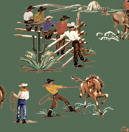 The Original Yeeha 1950's Cowboy - Pine Green Wallcovering | DW Bespoke Studios