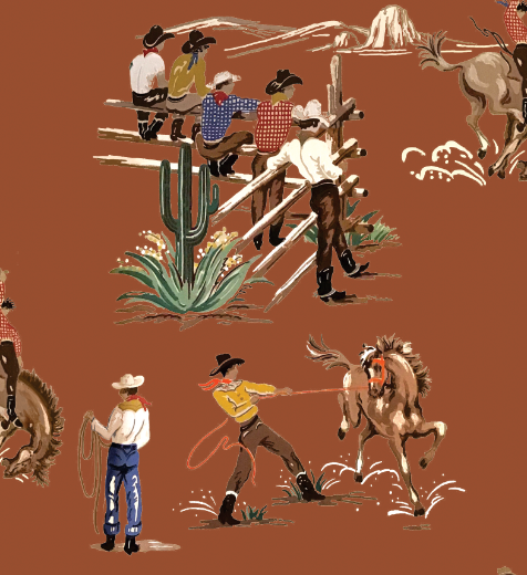 The Original Yeeha 1950's Cowboy - Rusty Brown Wallcovering | DW Bespoke Studios