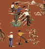 The Original Yeeha 1950's Cowboy Wallpaper - Rusty Brown