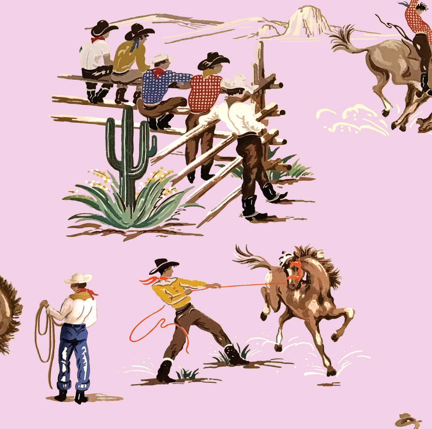 The Original Yeeha 1950's Cowboy - Pink Wallcovering | DW Bespoke Studios