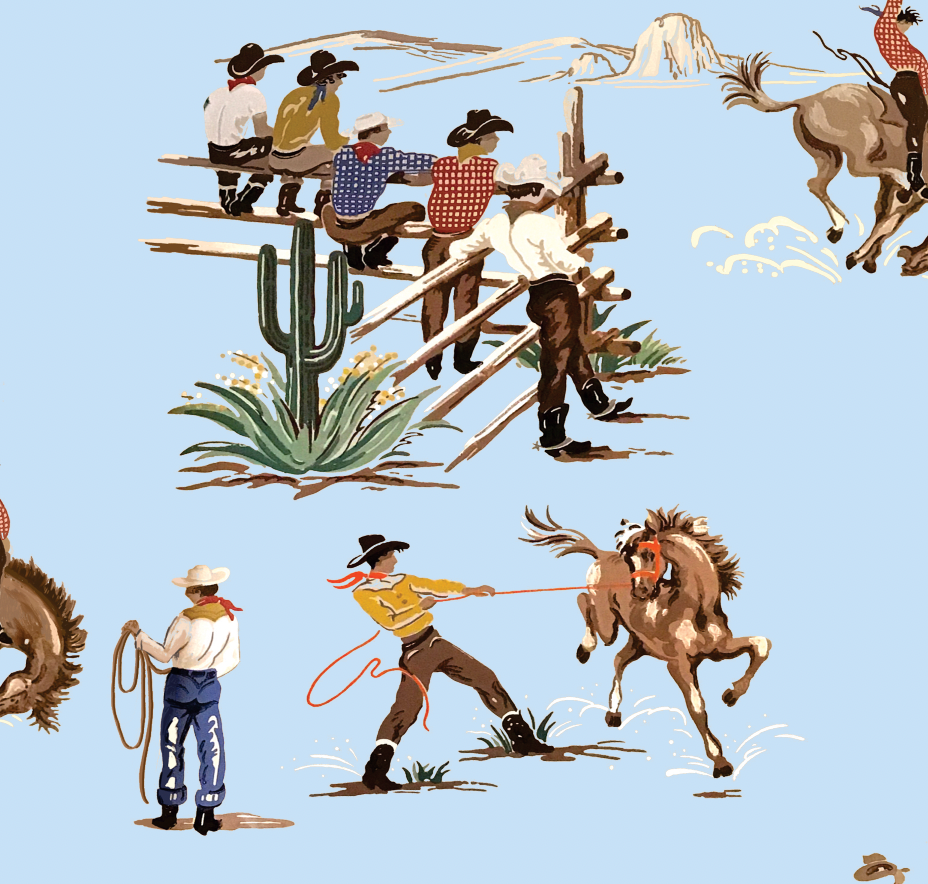 The Original Yeeha 1950's Cowboy - Light Blue Wallcovering | DW Bespoke Studios