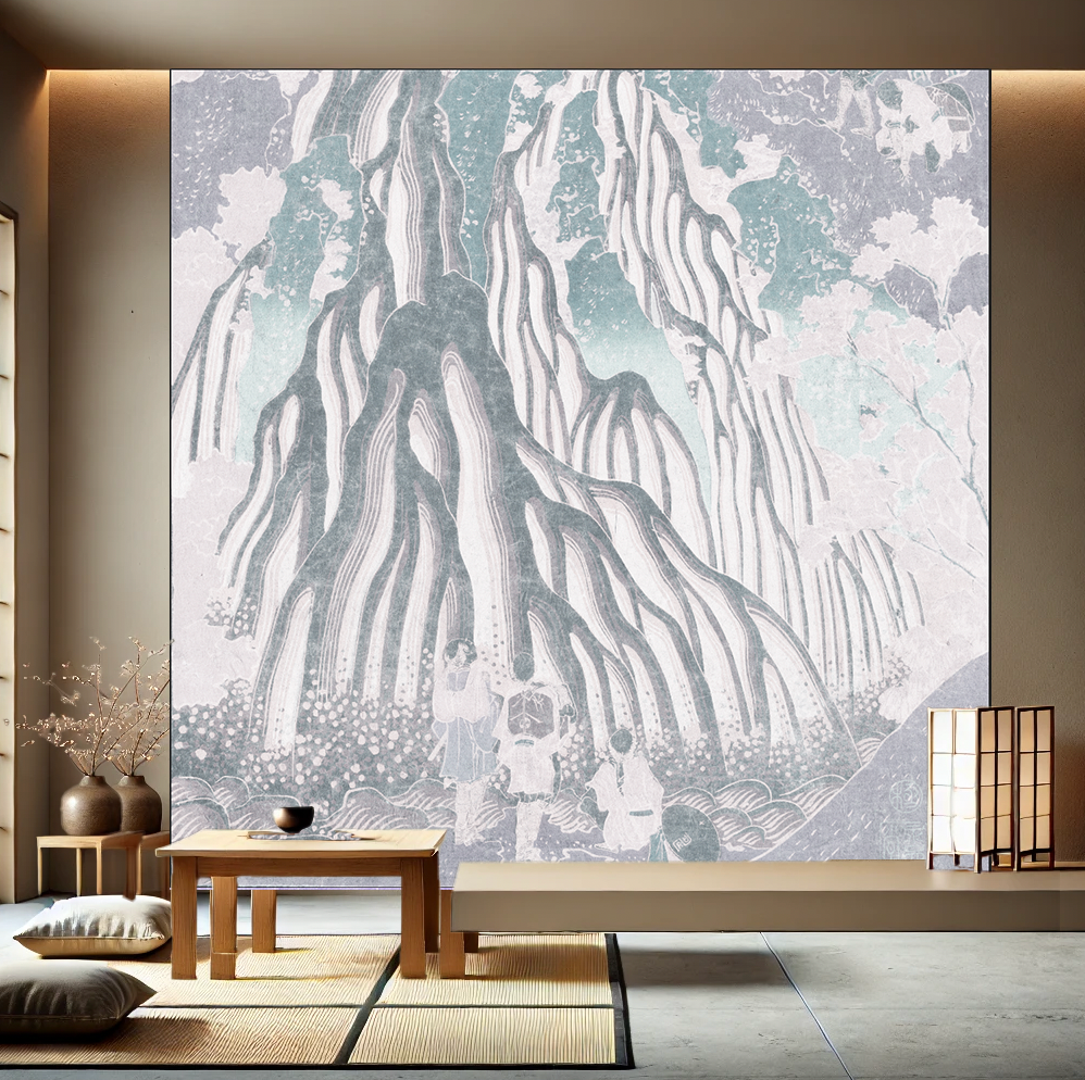 Ichi Richi Mural - 102 Celadon Taupe | Fentucci Murals Wallcovering | DW Bespoke Studios
