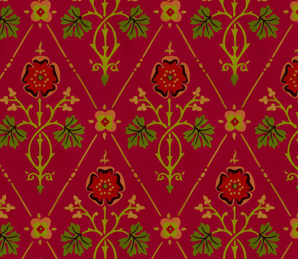 Mr Harlow's 1800's red and gold floral harlequin Victorian | Architectural Wallcoverings