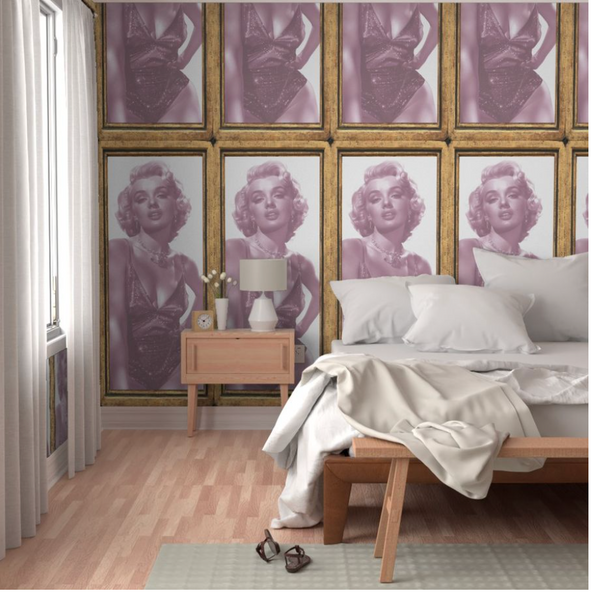 Marilyn Frames Gold Mural Half Drop Wallcovering | DW Bespoke Studios