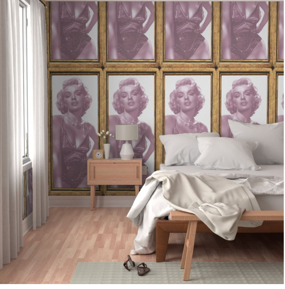 Marilyn Frames Gold Mural Half Drop Wallcovering | DW Bespoke Studios