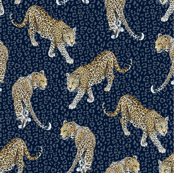 All Over Leopard Blue Wallcovering | Graduate Collection