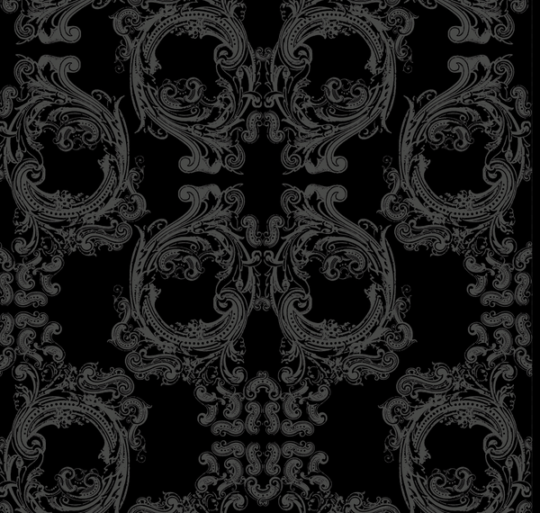 Noah Skulls Gray on Black Baroque | Architectural Wallcoverings