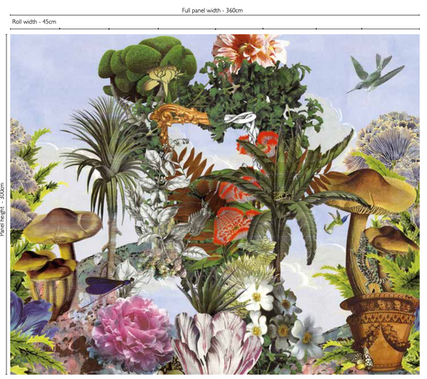 Jardin Des Reves Garden Panoramic Panel Mural 1  Wallpaper | Christian Lacroix Europe