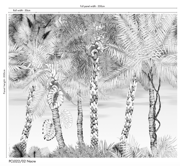 Croisette Tropical Panel  Black White Wallpaper | Christian Lacroix Europe