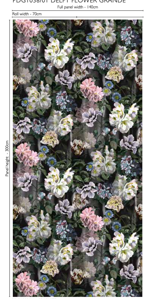Tulipa Stellata Panel 1 Black Wallpaper | Designer's Guild Europe