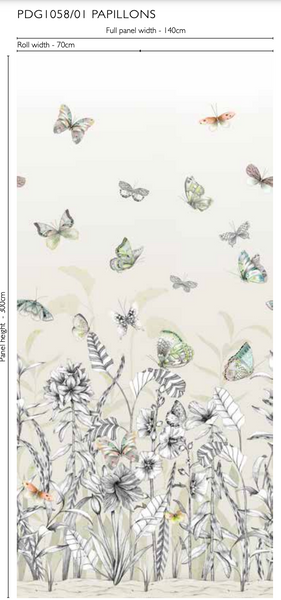 Papillons Butterfly Panel 01  Wallpaper | Designer's Guild Europe