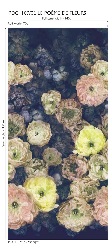Le Poème de Fleurs Floral  Panel 02  Wallpaper | Designers Guild Europe