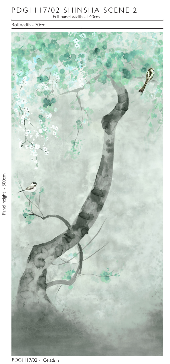 Shinsha Scene 2 Panel 02 Celadon | Designers Guild Europe