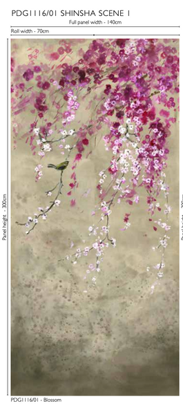 Shinsha Scene 1 Panel 01 Blossom Wallpaper | Designers Guild Europe