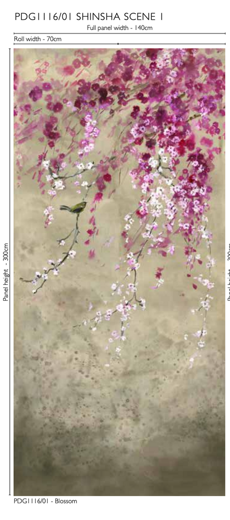 Shinsha Scene 1 Panel 01 Blossom Wallpaper | Designers Guild Europe