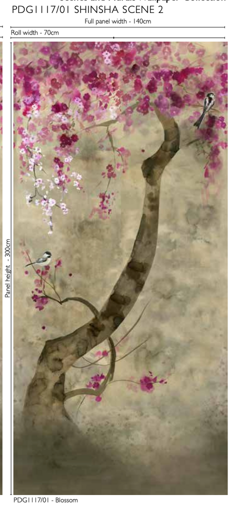 Shinsha Scene 2 Panel 01 Blossom | Designers Guild Europe