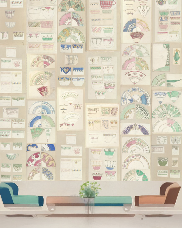 Fragments of an Empire Natural Mural- Decorative Drawings Traditional | Architectural Wallcoverings