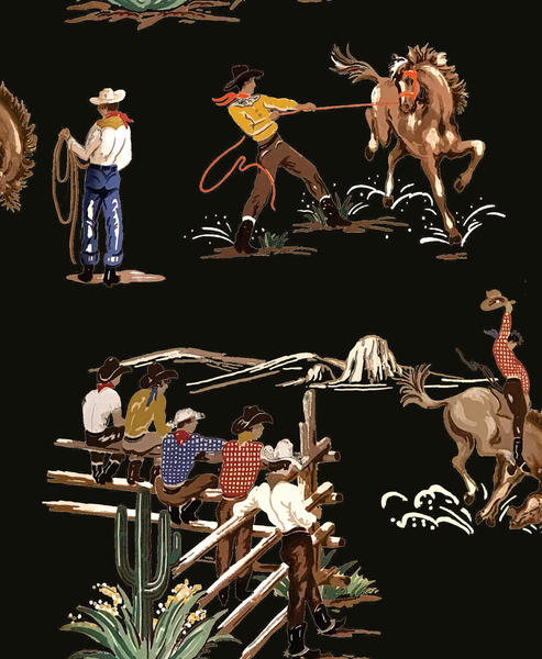 The Original Yeeha 1950's Cowboy - Midnight Wallcovering | DW Bespoke Studios