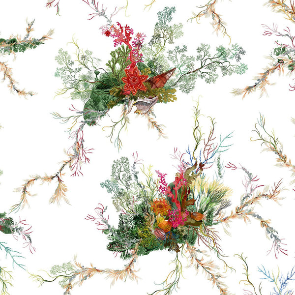 Seaweed and Shell Soft Touch White | Timorous Beasties Wallcovering