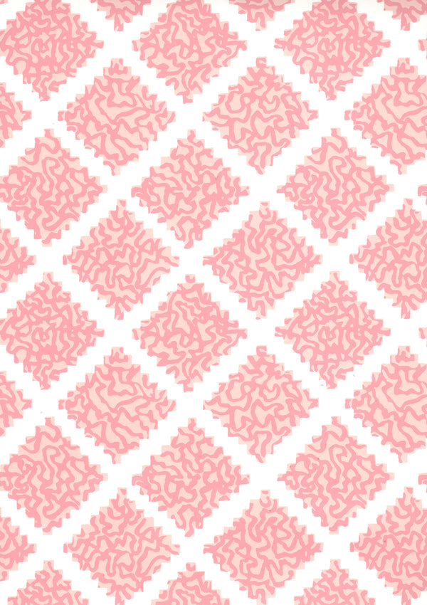 Shanghai Pinks on White Screen Printed - Off-White Wallcovering | China Seas