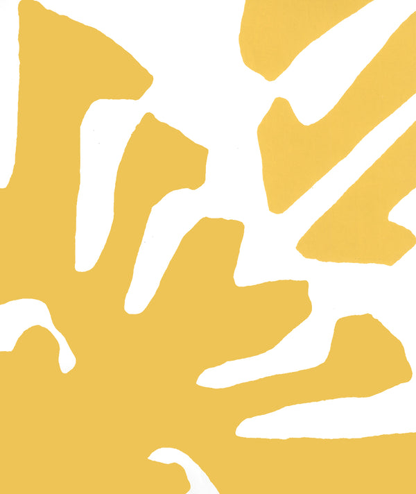 Sigourney Mustard on White Screen Printed - White Wallcovering | China Seas