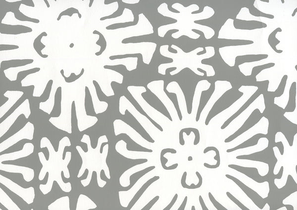 Sigourney Reverse Small Scale Gray on White Screen Printed | China Seas