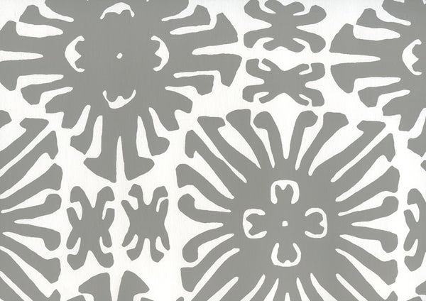 Sigourney Small Scale Gray on White Screen Printed | China Seas