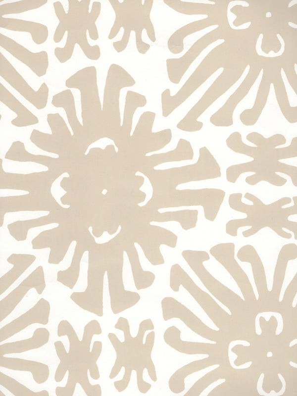 Sigourney Small Scale Taupe on White Screen Printed | China Seas