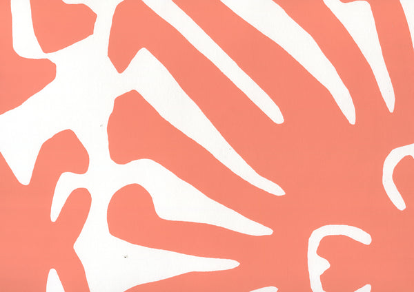 Sigourney Terracotta on White Screen Printed - White Wallcovering | China Seas