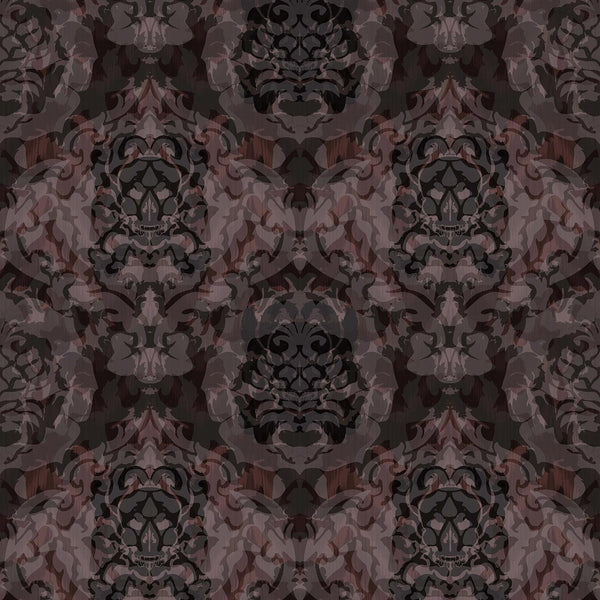 Skull Damask Superwide Dark Beetroot | Timorous Beasties Wallcovering