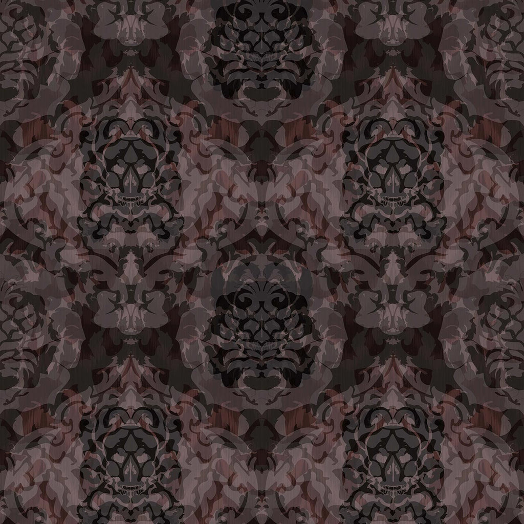 Skull Damask Superwide Dark Beetroot