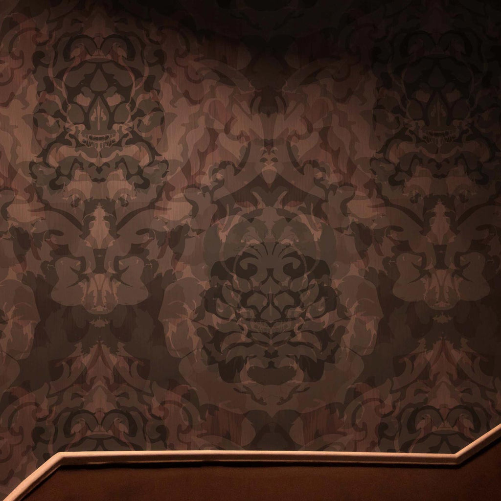 Skull Damask Superwide Dark Beetroot