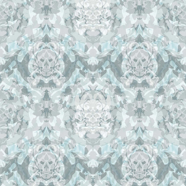 Skull Damask Superwide Pale Blue | Timorous Beasties Wallcovering