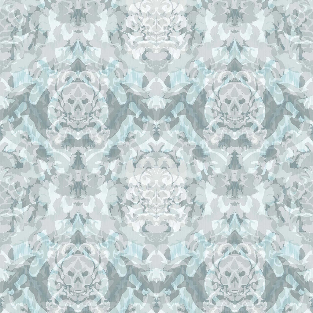 Skull Damask Superwide Pale Blue