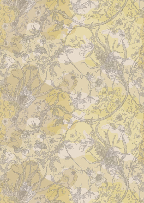 Spikey Ginger Faux Suede Pale Yellow | Timorous Beasties Wallcovering