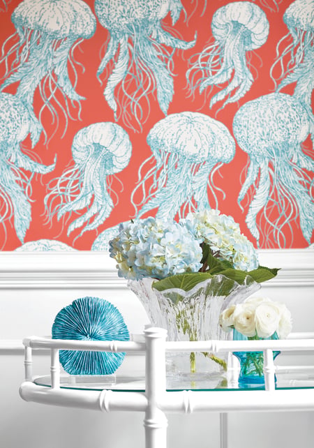 Jelly Fish Bloom, Coral and Turquoise