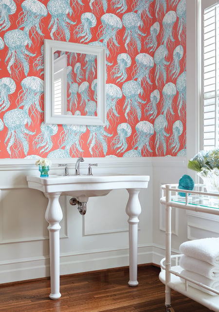 Jelly Fish Bloom, Coral and Turquoise